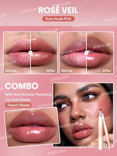 SHEGLAM Hydrating Lip Gloss with Plumping Peptides – Rosé Veil