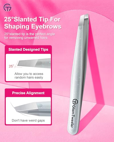 GlamTweeler Slant Tip Tweezers with Leather Case
