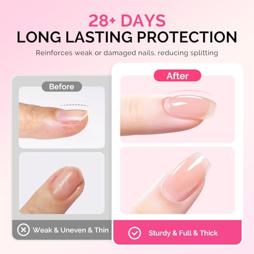 MelodySusie Blush Pink Builder Gel Set - 6 Colors, Thickening UV Nail Extension, Soak Off, Rhinestone Nail Glue Gift for Women
