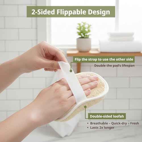Natural Loofah Care Set ? Exfoliating Body Scrubber Pads & Exfoliating Facial Scrubber | 100% Plant-Based Shower Luffa Sponge | Bath Loofah for Women & Men