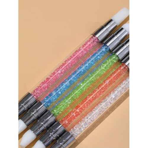 Resin Nail Art Palette with 5Pcs Nail Art Sculpture Pen Dual Tipped Silicone Nail Tools, Nail Art Acrylic Pen Silicone Brushes for Resin, Nail Art Tools for Design Nail Foil Carving Drawing