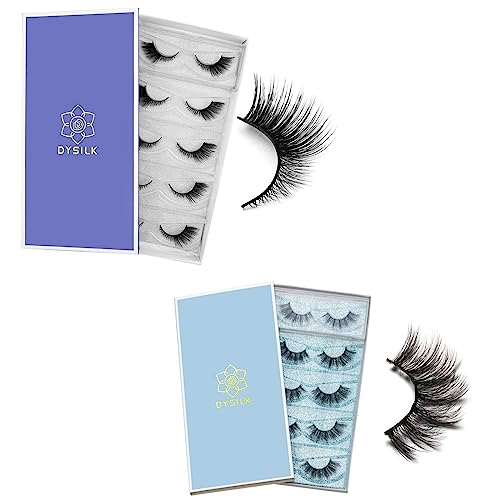 DYSILK Fake Eyelashes Faux Mink Lashes Natural Looking False Eyelashes 5 Pairs Pack