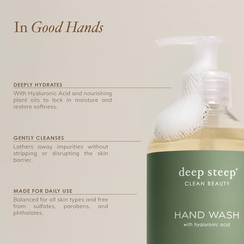 Deep Steep Liquid Hand Wash, Brown Sugar Vanilla, 17.6 oz ? Moisturizing Cleanser with Olive Oil, Aloe Vera, Glycerin & Hyaluronic Acid ? Vegan, Clean Beauty, Soft & Nourished Hands