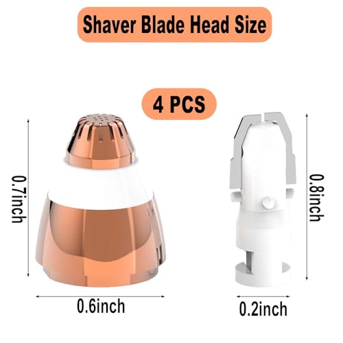Eyebrow Hair Remover Replacement Heads with Painless Replacement Blades Compatible with Flawless Facial Eyebrow Hair Remover, Perfect for Beauty Enthusiasts Daily Use (Rose Gold, 4 Pack)
