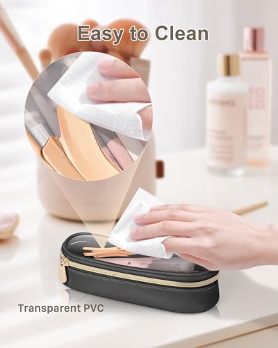 Soimeat Small Black Clear Travel Makeup Brush Holder - Waterproof Cosmetic Case