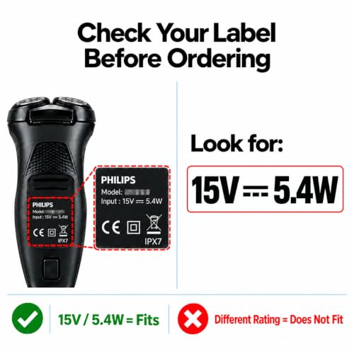 15V Fast Charger for Philips Norelco Multigroom Series Shavers - Superer
