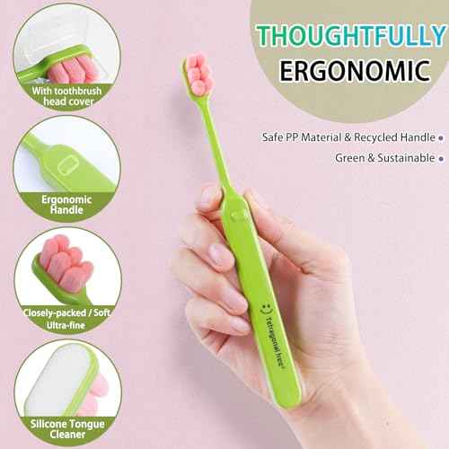 6 Count Ultra-Soft Toothbrush for Sensitive Gums ? 10,000 Extra Gentle Bristles, Manual Toothbrush for Adults, Pregnancy, Braces, Elderly, Gum Care (Dopamine Colors, Individually Wrapped)