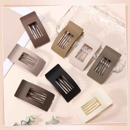 Obeoby 8 PCS Flat Hair Clips for Women, Medium Lay Flat Claw Clips for Thick Thin Hair French Hair Accessories Barrettes