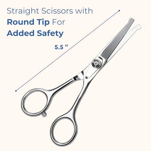 Pet Grooming Scissors Set - Curved & Straight Shears for Dogs Cats