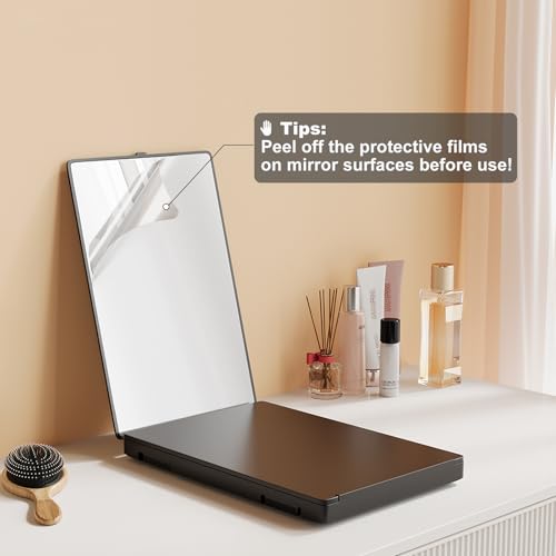Dripex 3-Way Mirror with Storage Shelf & Height Adjustable Hooks