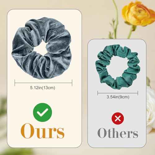 Lolalet Large Soft Velvet Scrunchies for Hair, Elastic Hair Bands Scrunchy for Women Girls, Ponytail Holder Hair Accessories Teens for Thick Curly Hair -4 Pack, Style A