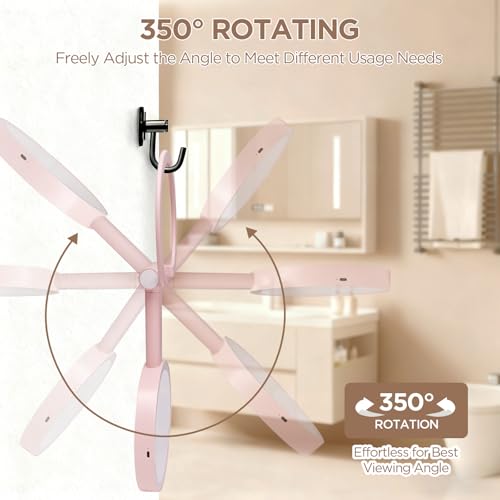 SANYCASA Rechargeable Makeup Mirror with Lights - 360° Rotation, 3 Color Modes, 1X/10X Magnification, Portable Vanity Mirror