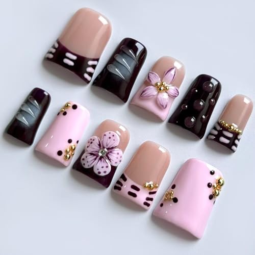 French Purple Duckbill Press On Nails - 10 Pc Handmade Kit
