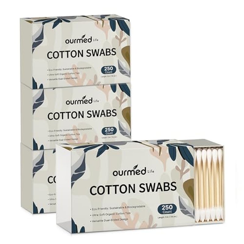 Biodegradable Cotton Swabs - Double-Tipped Bamboo & Cotton (1000 Ct)