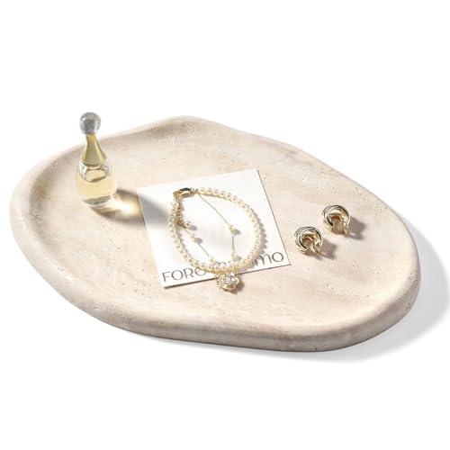 Koville Travertine Yellow Cloud-Shaped Marble Vanity Tray - 10x7 inch Home Decor & Organizer