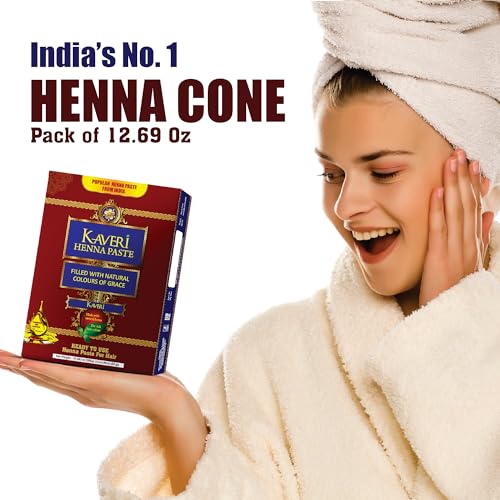 Kaveri Henna Cones 12 Pack - Ready to Use Dark Brown