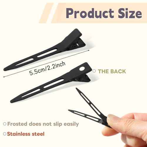 Choicbaby 40 PCS Black Hair Clips Metal Duckbill Clip 2.2 Inch Duck Clips for Hair Single Prong Curl Hairpins With Holes Duckbill Hair Accessories for Girls Women Hair Styling Clips