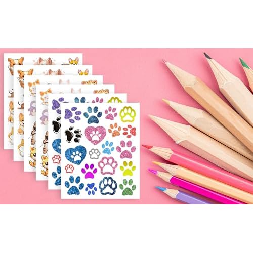 CupaPlay 440PCS Dog Cat Themed Temporary Tattoos Party Supplies Decorations Pets Dog Paw Print Baby Shower Birthday Party Favors Tattoos(30 Sheets)
