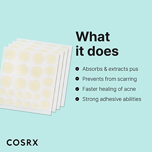 COSRX Acne Pimple Patch (96) Absorbing Hydrocolloid Original 3 Size Patches for Blemishes and Zits Cover, Spot Stickers for Face and Body, Not Tested on Animals