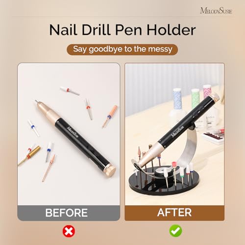 MelodySusie Portable Electric Nail Drill,PC120B Compact Efile with MelodySusie Nail Drill Pen & Bits Holder Stand