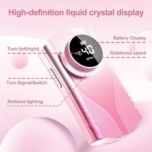 Pink Cordless Electric Nail Drill Machine for Manicure & Salon Use