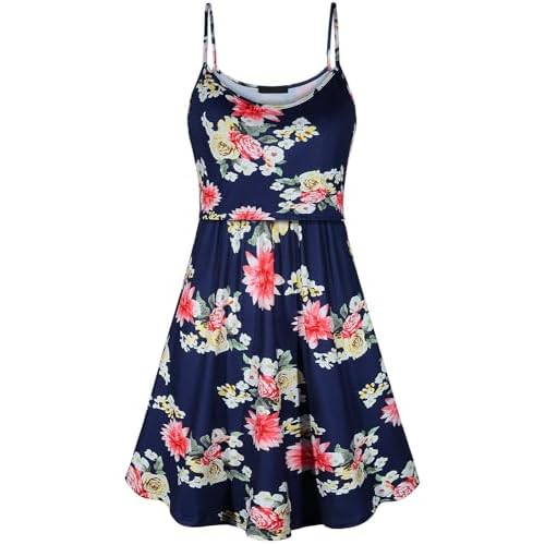 connche Floral Maternity Summer Dress Spaghetti Strap Nursing Breastfeeding