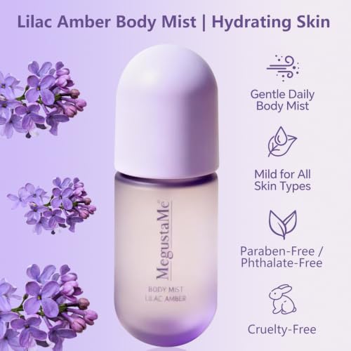 MegustaMe Lilac Amber Body Spray for Women - Vegan, Paraben & Phthalate Free, Quick-Dry Fragrance Mist, 3.38 fl oz