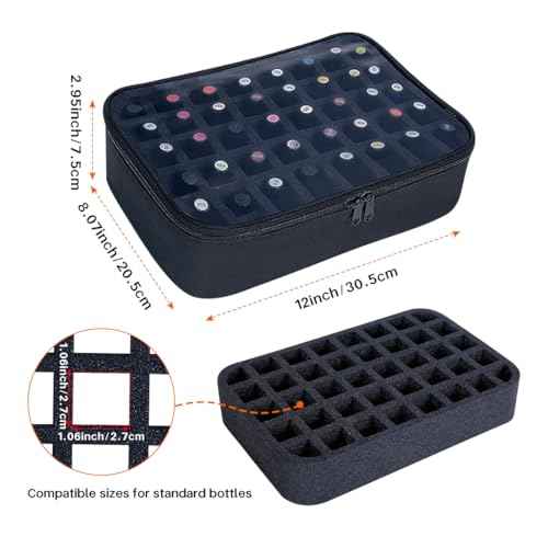 Small Clear Nail Polish Organizer Holds 40 bottles(15ml-0.5fl.oz) Nail Polish Case Multifunctional Nail Polish Bag organizer, Cosmetic Travel Makeup Bags for Women Black