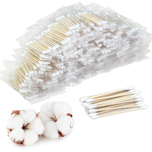 Bamboo Cotton Swabs 1000 Count, Individually Wrapped 5-Pack Travel Packs