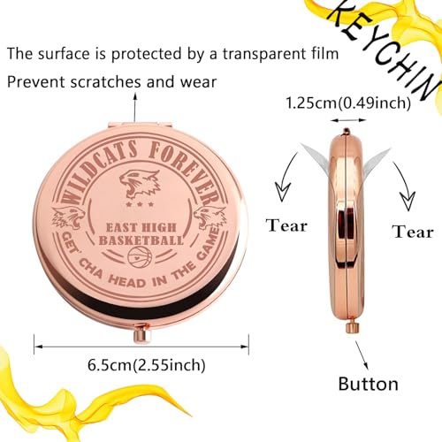 KEYCHIN Troy Bolton Musical Pocket Mirror Musical Theatre Gifts East High Basketball Compact Makeup Mirror School Music Merch (High Basketball-RG)
