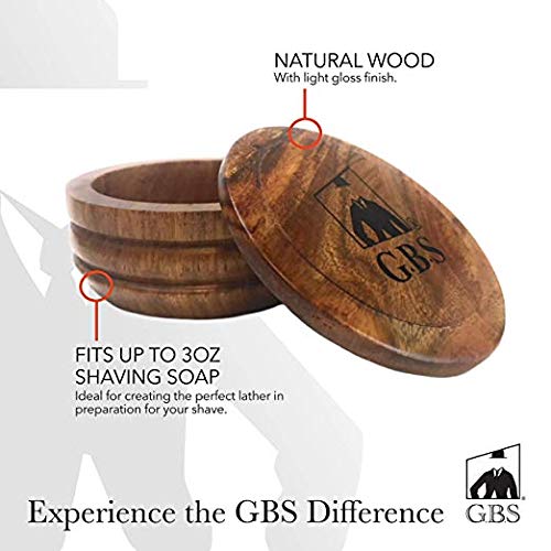 G.B.S GENTS Wooden Shaving Bowl with Lid ? 3.5" Diameter | Classic Shaving Mug for Lathering Creams & Soaps | Elegant Beard Shaving Accessory for Men ? Durable, Natural Wood Design