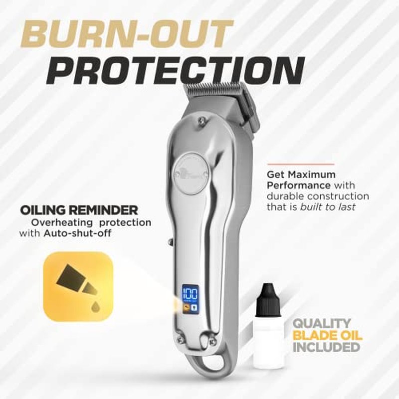 Fagaci Cordless Hair Clippers with 440C Steel Blades for Men & Women