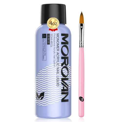 Morovan Monomer Acrylic Nail Liquid 4 oz: Acrylic Liquid Monomer for Acrylic Powder Acrylic Nail Extension with Acrylic Brush for Beginners DIY at home Non-Yellowing
