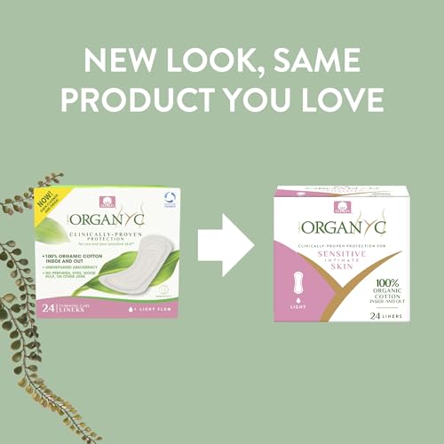 Organyc Organic Cotton Panty Liners Light Flow Pack of 24 - Ultra Thin & Sensitive