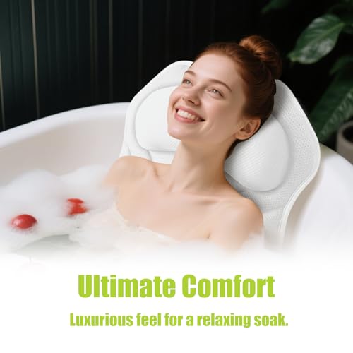 Full Body Bath Pillow for Tub - Extra Long & Thick Tub Pillow with Head, Back & Lumbar Support, 168 Non-Slip Suction Cups, Soft 5D Mesh Spa Cushion, Fits All Tubs-Gift for Soaking