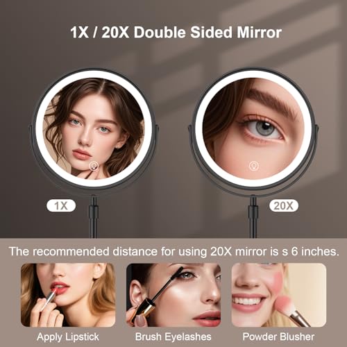 8.5" Dual-Sided Magnifying Makeup Mirror with LED Lights