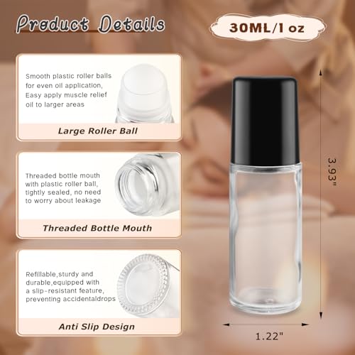 25 Glass Roll-On Bottles 30ml with Roller Ball & Funnels