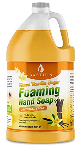 Bastion Foaming Hand Soap - Foam Hand Wash Refill for Bath And Body Works, Dial, Method, Michel, JR Watkins, Dove - Warm Vanilla Sugar w/Essential Oils in One Gallon (128 oz) Bulk Bottle