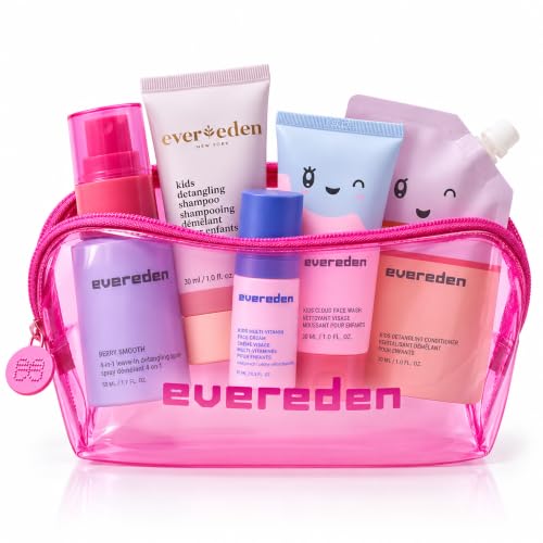 Evereden Kids Skin Care Mini Travel Gift Set with Bag, 6-Piece