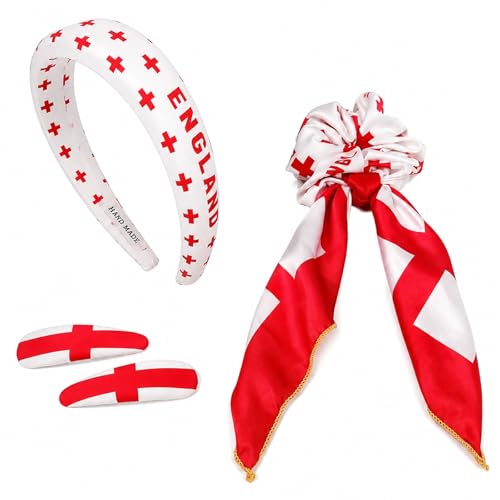 England Flag Hair Ties & Clips 4-Piece Set