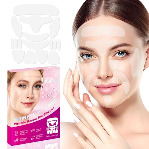 Kaely 128 Pcs Face Tape for Wrinkles Overnight,Facial Skin Wrinkle Patches for Face Overnight,Face Tape for Castor Oil,Face oil Tape Smoothing Silicone Mouth Forehead Wrinkle Patches for Sleeping