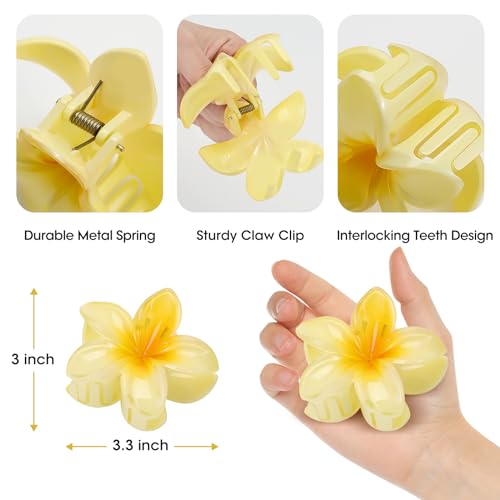 HAPTIME 10 Pack Flower Claw Clips - Hawaiian Plumeria Hair Clips
