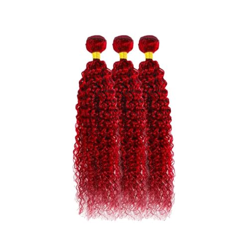 Red Kinky Curly Human Hair Bundles - 26 28 30 Inch