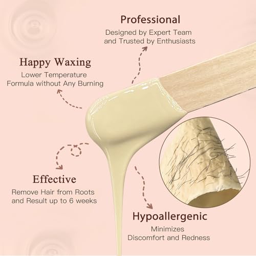 Hard Wax Beads, Bouvetan 2.5lb Wax Beans for Hair Removal, Sensitive Skin, Ideal Hair Removal Waxing Beads for Bikini, Legs, Eyebrow, Facial, Brazilian, Full Body