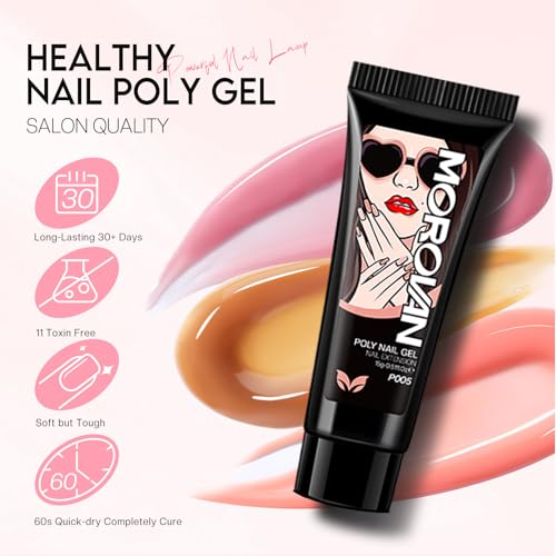 Morovan Poly Gel Nail Kit with 48W UV Lamp - 8 Colors Starter Set