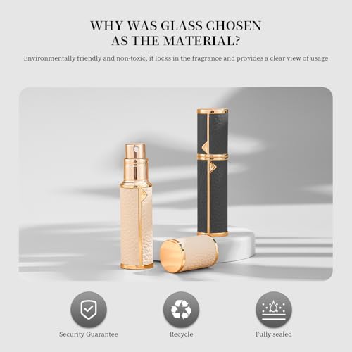 Refillable 5ml Perfume Spray Bottle Set with Leather Case - Travel Essential