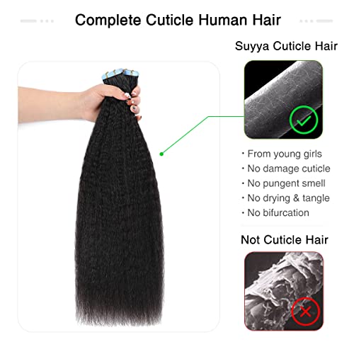 SUYYA Kinky Straight Tape In Hair Extensions 12 Inch