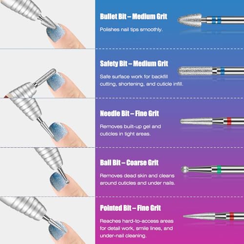100-Piece Professional Nail Drill Bits Set with Case