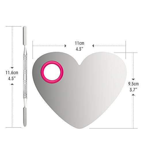Heart-Shaped Stainless Steel Makeup Mixing Palette with Thumb Hole