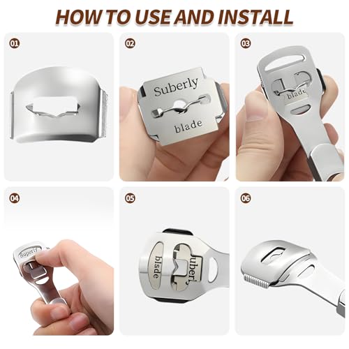 Stainless Steel Callus Shaver and Foot File Kit - Ergonomic Foot Care Tool